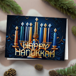 Cartão De Festividades Abstrato Menorah Happy Hanukkah