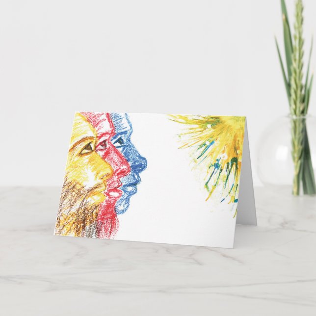 Cartão De Festividades Abstrato Multicultural Moderna - Três Reis (Frente)