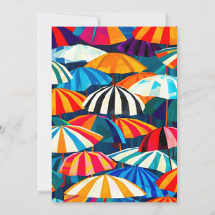 Cartão De Festividades Abstrato Rainbow Beach Umbrella