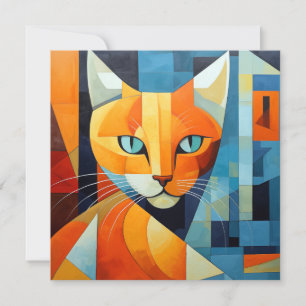 Cartão De Festividades Abstrato Whiskers: Gato Laranja