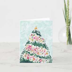 Cartão De Festividades ABUNDANT TREE Floral Holiday Christmas Card