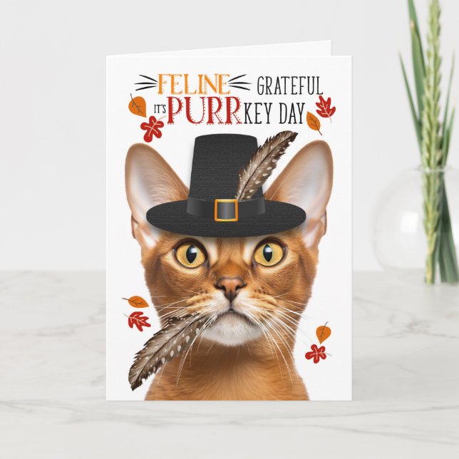 Cartão De Festividades Abyssinian Cat Feline Grateful PURR Day (Frente)