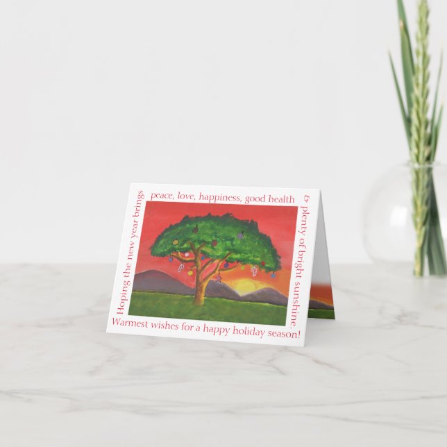 Cartão De Festividades Acacia Christmas Sunset (Frente)