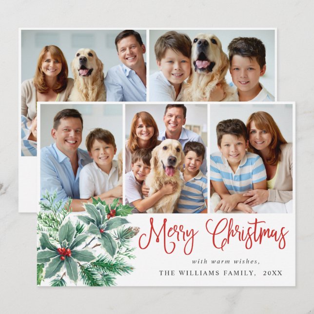 Cartão De Festividades Açaí Festivo de Natal 5 FOTO Saudação de Natal (Frente/Verso)
