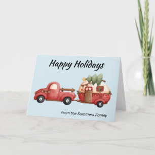 Cartão De Festividades Acampamento de Natal em Trailer Casa de Campanha
