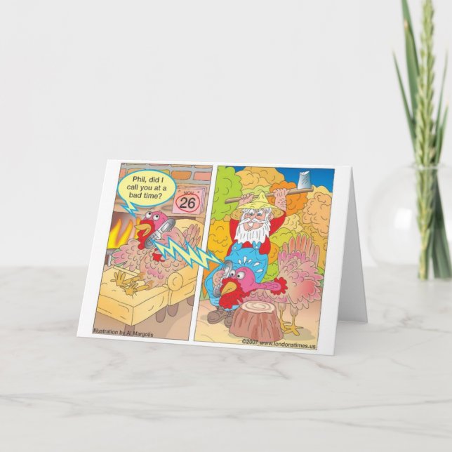 Cartão De Festividades Ação de Graças à Turquia em Espera Ofertas e Camis (Frente)