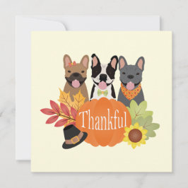 Cartão De Festividades Ação de Graças aos Bulldog Franceses