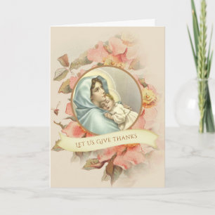 Cartão De Festividades Ação de Graças Católica Bênção da Virgem Maria Jes