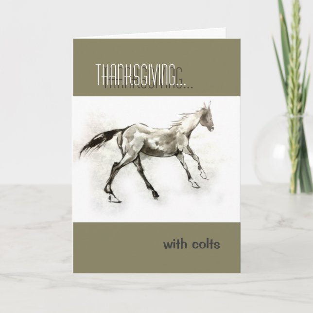 Cartão De Festividades Ação de Graças com o Colt Reescreva-se (Frente)