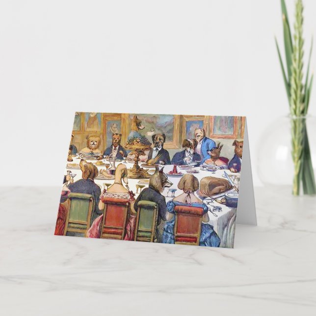 Cartão De Festividades Ação de Graças com os cães também conhecidos como  (Frente)