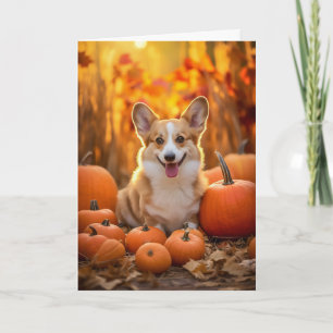 Cartão De Festividades Ação de Graças do Corgi