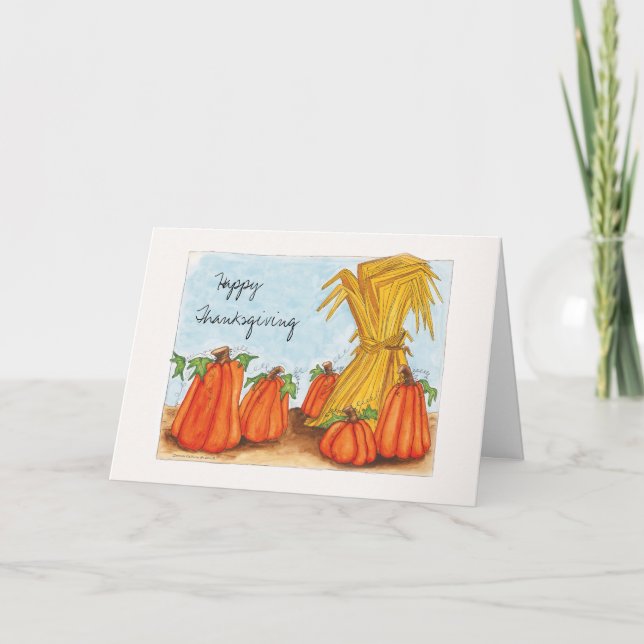 Cartão De Festividades Ação de Graças e Pumpkins (Frente)