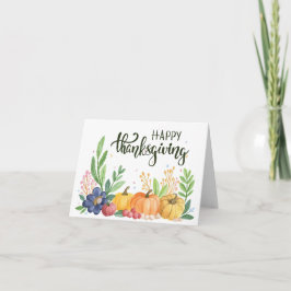 Cartão De Festividades Ação de Graças Feliz Abóboras Aquarela