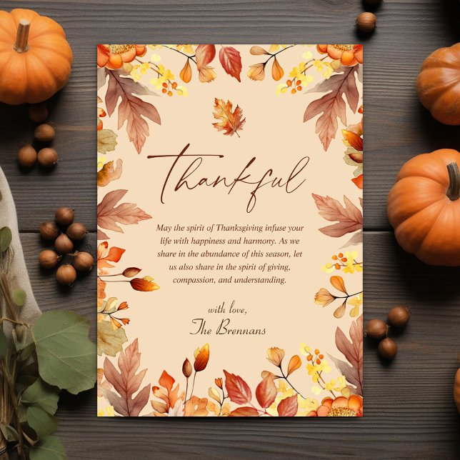 Cartão De Festividades Ação de Graças outono Fall Rustic Graças (Thanksgiving Autumn Fall Rustic Thankful Holiday Card)