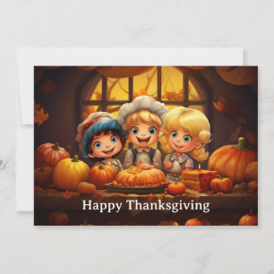 Cartão De Festividades Ação de Graças para Crianças 25