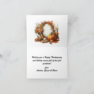 Cartão De Festividades Ação de Graças Rústica de Abóbora em Aquarela Outo