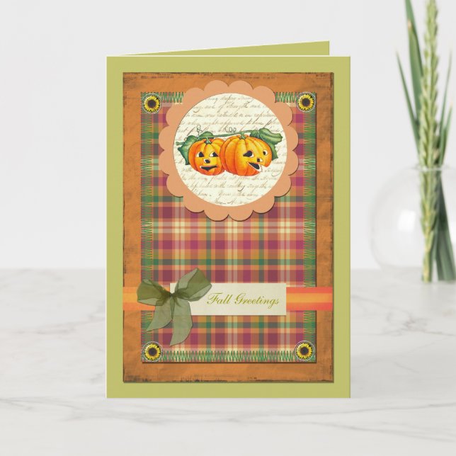 Cartão De Festividades Ação de Graças, Saudação de Queda (Frente)