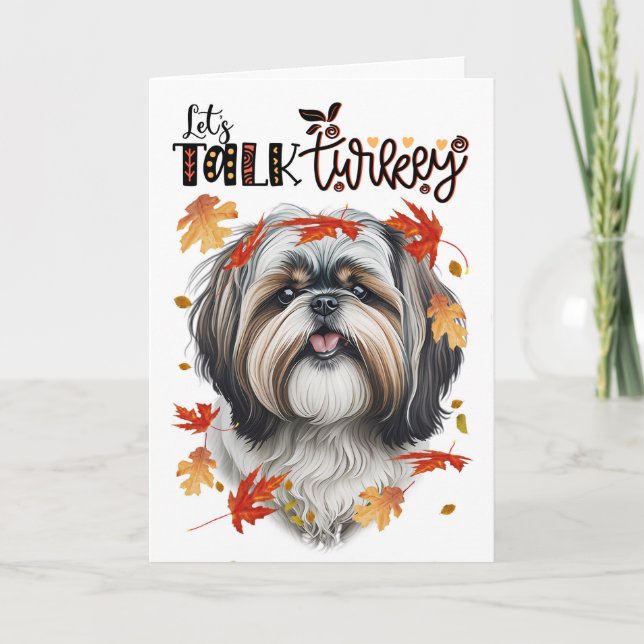 Cartão De Festividades Ação de Graças Shih Tzu Dog Vamos Talk Turquia (Frente)