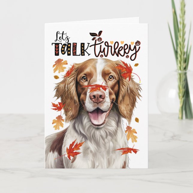 Cartão De Festividades Ação de Graças Springer Spaniel Vamos Talk Turquia (Frente)