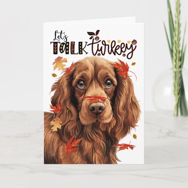 Cartão De Festividades Ação de Graças Sussex Spaniel Vamos Talk Turquia (Frente)