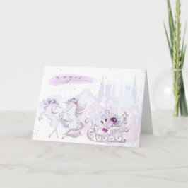 Cartão De Festividades Acentos bonito de Cor de Água do Unicórnio Rosa e 