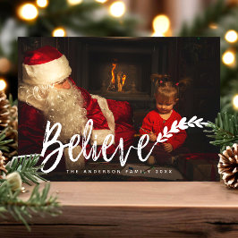 Cartão De Festividades Acredite em Foto de Natal com Letra Manual Moderna