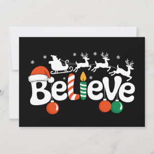 Cartão De Festividades Acredite em Papais noeis de Natal Sleigh Reindeer 