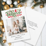 Cartão De Festividades Acredite, Feliz Natal! Foto moderna e simples<br><div class="desc">Cartão de Natal "Crença-Feliz" específico do cliente. Moderno e simples para amantes de papel e digitais no impressão e download.</div>