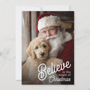 Cartão De Festividades Acredite na Magia da Foto de Natal de Pet