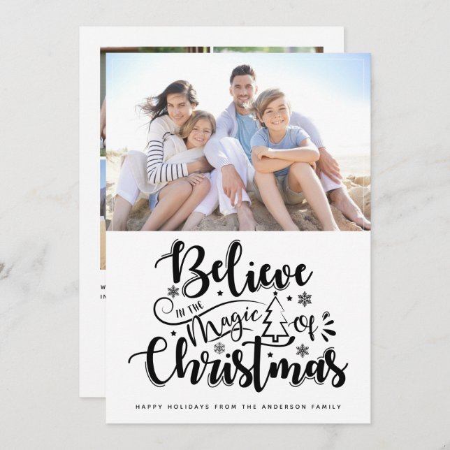 Cartão De Festividades Acredite na mágica do Natal Feriado Ca (Frente/Verso)