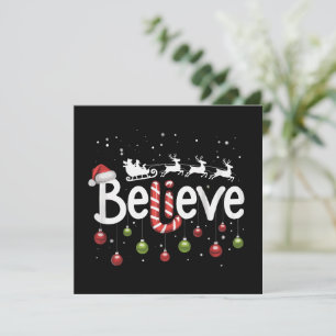 Cartão De Festividades Acredite no Natal Papai Noel Rena Cana de Açúcar 