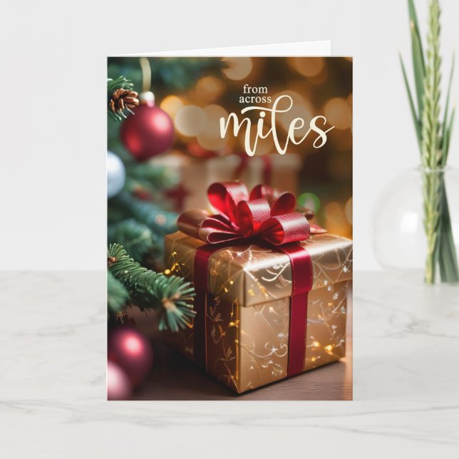 Cartão De Festividades Across the Miles Retro Christmas Gift (Frente)