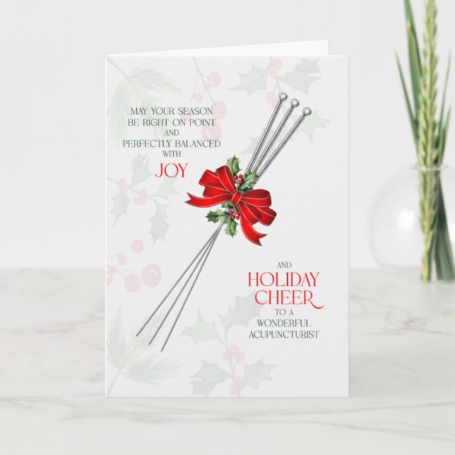 Cartão De Festividades Acupuncture Needles Seasonal Joy and Cheer (Frente)