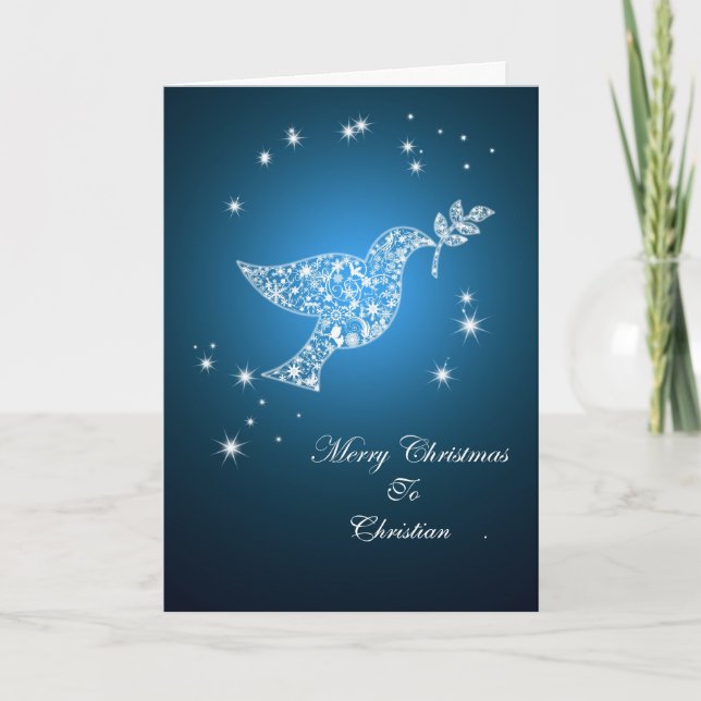 Cartão De Festividades Add a name, Dove of peace Christmas card (Frente)