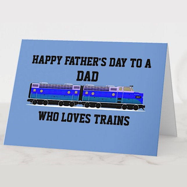 Cartão De Festividades Add name, Change Text Train Railroad Father's Day (Criador carregado)