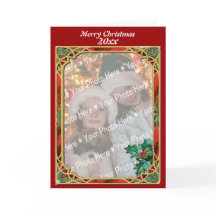 Add Photo Stained Glass Frame with Holly Leaves