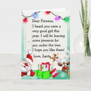 Cartão De Festividades Add your Child's Name to this "Dear Santa" Card