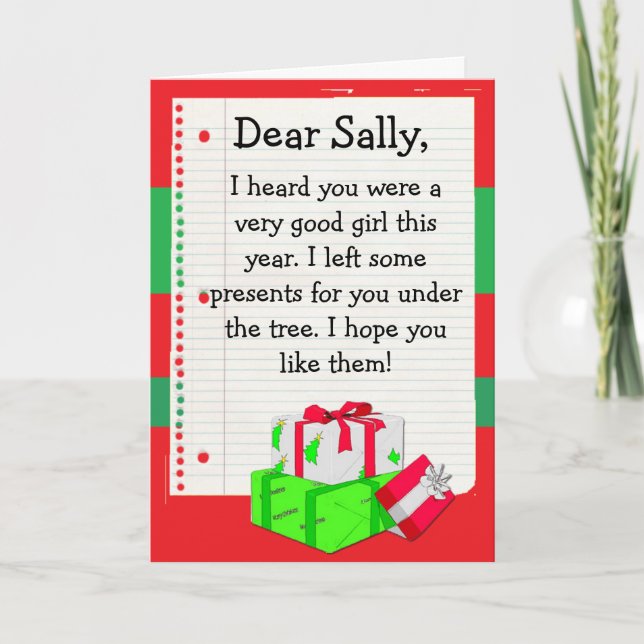 Cartão De Festividades Add your Child's Name to this "Dear Santa" Card (Frente)