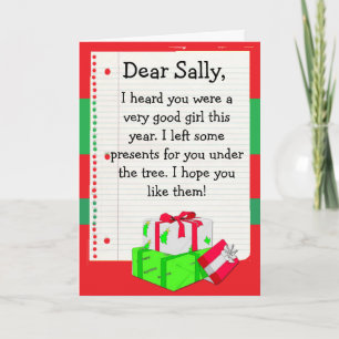 Cartão De Festividades Add your Child's Name to this "Dear Santa" Card