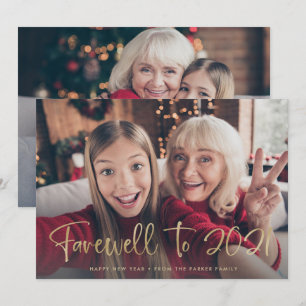 Cartão De Festividades Adeus a 2021 Feliz Ano Novo 2022 Duas Fotos