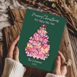 Cartão De Festividades Adeus de ano novo árvore laços coquette desenhados