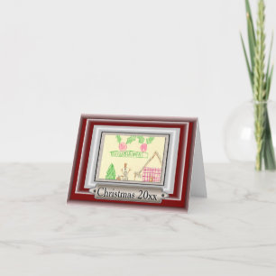 Cartão De Festividades Adicionar Desenho Filho com Quadro de Cor Personal