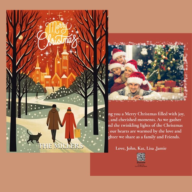 Cartão De Festividades Adicionar Mensagem de Foto ao Natal Tradicional (Criador carregado)