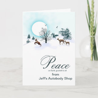Cartão De Festividades Adicione seu nome comercial, Natal com renas