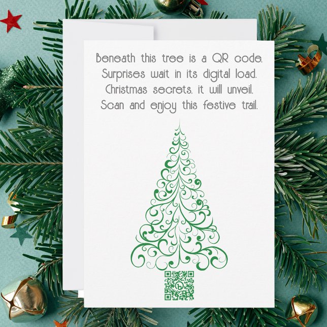 Cartão De Festividades Adicione sua mensagem de código QR ou presente a u (Add Your QR Code Message or Gift to a Christmas Holiday Card)