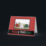 Cartão De Festividades Adirondack Chairs Holiday Card<br><div class="desc">Happy Holidays cards and products feature red,  white and green adirondack chairs wishing all a Happy Holiday.</div>