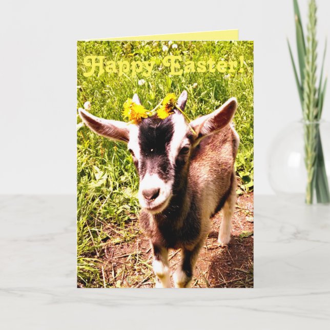 Cartão De Festividades Adorable Baby Goat Easter Card (Frente)