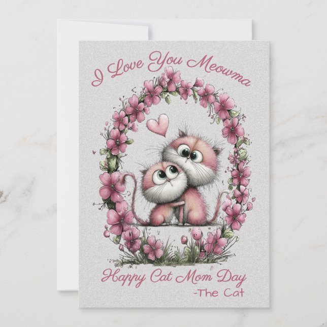 Cartão De Festividades Adorable Cats Cat Mom Greeting Card (Frente)