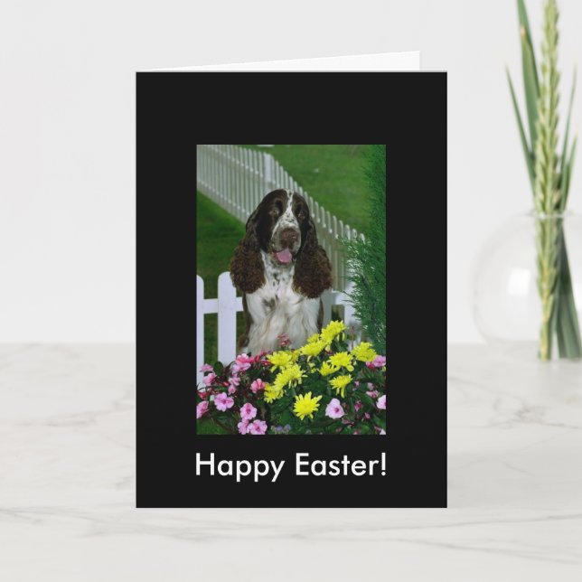 Cartão De Festividades Adorable Cute Springer Spaniel Easter (Frente)