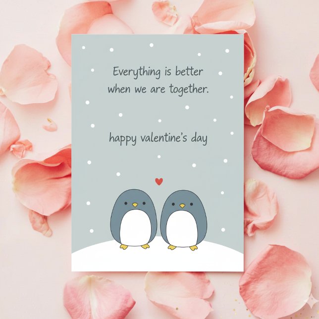 Cartão De Festividades Adorable Penguin Love Valentine Card For Him Her (Criador carregado)